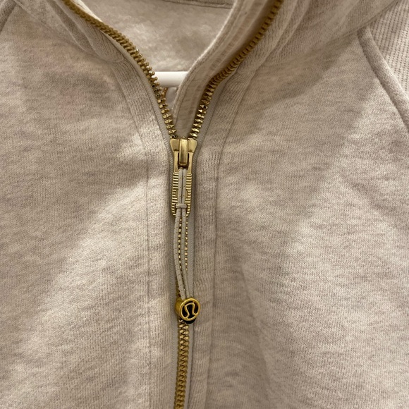 Lululemon Scuba Oversized Funnel Neck Half Neck Half Zip Heathered Light Ivory - Picture 3 of 8
